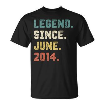 8 Years Old Gifts Legend Since June 2014 8Th Birthday Unisex T-Shirt | Mazezy