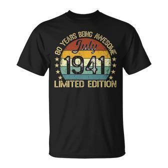 80 Year Old Vintage July 1941 Limited Edition 80Th Birthday 80Th Birthday Funny Gifts Unisex T-Shirt | Mazezy