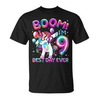 9 Years Old Dabbing Unicorn Gifts 9Th Birthday Girl Party Unisex T-Shirt - Seseable