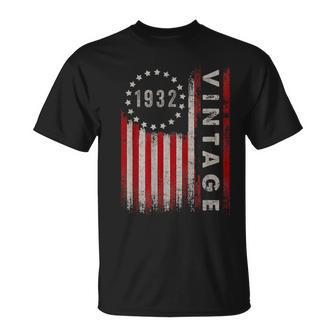 91 Year Old Gifts Vintage 1932 American Flag 91St Birthday Unisex T-Shirt | Mazezy