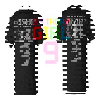 9Th Birthday Girl Master Builder 9 Years Old Block Building T-shirt - Thegiftio