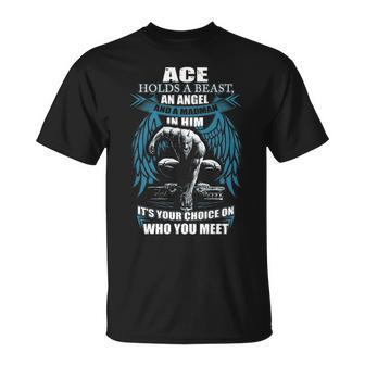 Ace Name Gift Ace And A Mad Man In Him V2 Unisex T-Shirt - Seseable