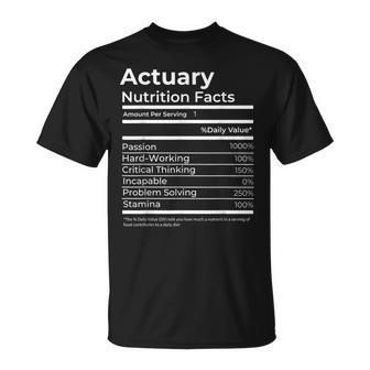 Actuary Nutrition Facts Funny Gift Job Actuarial Science Unisex T-Shirt | Mazezy UK