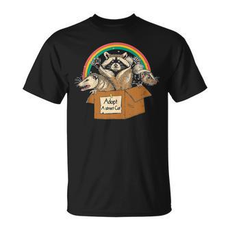 Adopt A Street Cat Funny Opossum Raccoon Skunk Vintage Unisex T-Shirt - Seseable