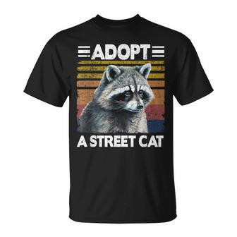 Adopt A Street Cat Watercolor Raccoon T-Shirt - Monsterry