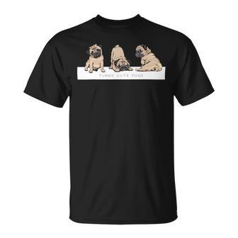 Adorable Beige Pug Puppies On Pink Unisex T-Shirt - Monsterry AU