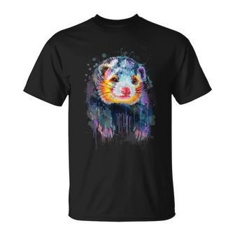 Adorable Ferret Attractive Splash Painting Unisex T-Shirt | Mazezy