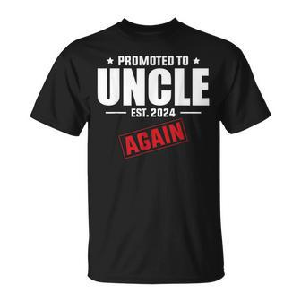 Again Uncle Est 2024 Promoted To Uncle Baby Announcement T-Shirt - Monsterry UK