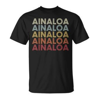 Ainaloa Hawaii Ainaloa Hi Retro Vintage Text T-Shirt | Mazezy