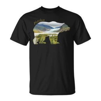 Alaska Bear Grizzly Bear With Alaska Mountains T-Shirt | Mazezy