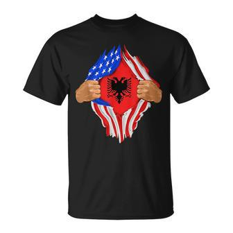 Albanian Blood Inside Me | Albania Flag Gift Albania Funny Gifts Unisex T-Shirt | Mazezy