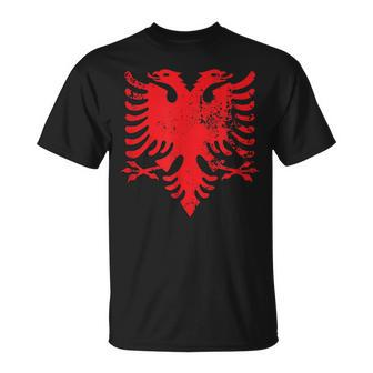 Albanian Flag Double Headed Eagle Albania Flag Unisex T-Shirt - Seseable