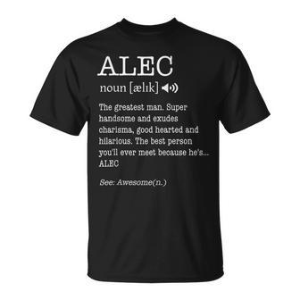 Alec Funny Adult Mens Name Definition Personalized Unisex T-Shirt | Mazezy