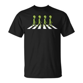 Aliens Crossing Walking Road T-Shirt | Mazezy