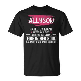 Allyson Name Gift Allyson Hated By Many Loved By Plenty Heart Her Sleeve V2 Unisex T-Shirt - Seseable