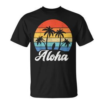 Aloha Hawaii Hawaiian Island Palm Beach Surfboard Surf Unisex T-Shirt | Mazezy