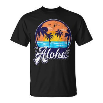 Aloha Tropical Beach Palm Trees T-Shirt | Mazezy