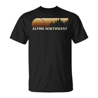 Alpine Northwest Wy Vintage Evergreen Sunset Eighties Retro T-Shirt | Mazezy