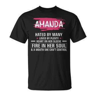 Amanda Name Gift Amanda Hated By Many Loved By Plenty Heart Her Sleeve Unisex T-Shirt - Seseable