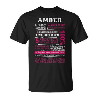 Amber Name Gift 100 Amber Unisex T-Shirt - Seseable
