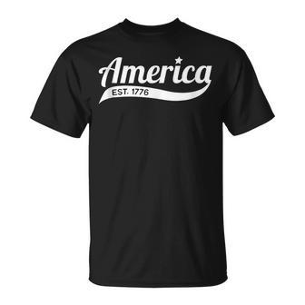 America Est 1776 4Th Of July Usa Patriotic American Gifts Unisex T-Shirt | Mazezy