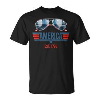 America Est 1776 Usa 4Th Of July Patriotic Sunglasses Unisex T-Shirt | Mazezy UK