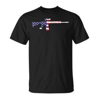 America Rifle Murica Libertarian Conservative Gun Usa Flag Gun Funny Gifts Unisex T-Shirt | Mazezy