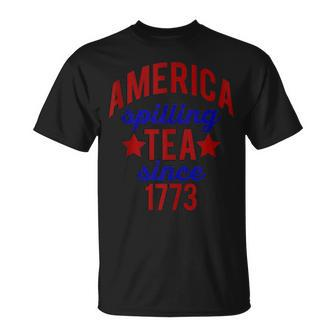 America Spilling Tea Since 1773 July 4 Boston Party Meme Unisex T-Shirt | Mazezy