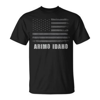 American Flag Arimo Idaho Usa Patriotic Souvenir T-Shirt | Mazezy UK