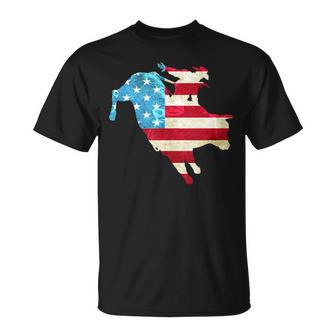 American Flag Bull Rider Gift Retro Rodeo Bull Riding Rodeo Funny Gifts Unisex T-Shirt | Mazezy