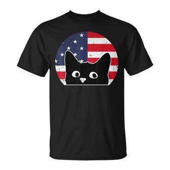 American Flag Cat 4Th Of July Kitten Patriotic Pet Lover Unisex T-Shirt | Mazezy