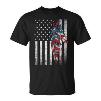 American Flag Native Feather Pride Month Indigenous Unisex T-Shirt | Mazezy