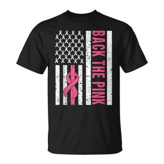 American Flag Back The Pink Breast Cancer Awareness Ribbon T-Shirt | Mazezy