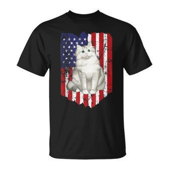 American Flag Ragamuffin 4Th Of July Cat T-Shirt | Mazezy