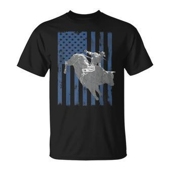 American Flag Retro Bull Riding Gift Bull Rider Unisex T-Shirt | Mazezy