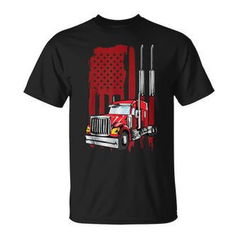 American Flag Semi Truck Driver Truck Lovers Trucker T-Shirt | Mazezy