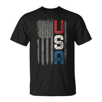 American Flag Vintage Usa Patriotic Distressed American Flag Unisex T-Shirt | Mazezy AU