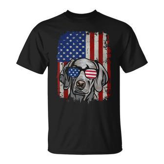 American Flag Weimaraner T-Shirt | Mazezy