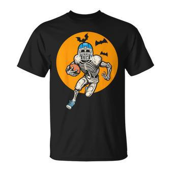 American Football Skeleton Halloween Boys Football Fan T-Shirt - Seseable