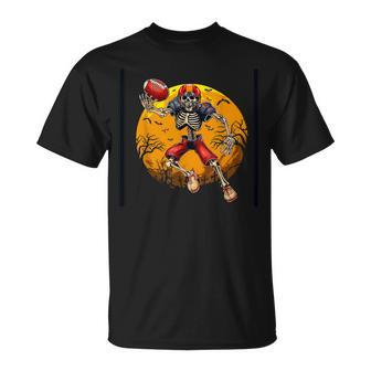 American Football Skeleton Halloween Boys Football Fan T-Shirt - Monsterry CA