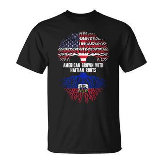American Grown With Haitian Roots Usa Flag Unisex T-Shirt - Seseable