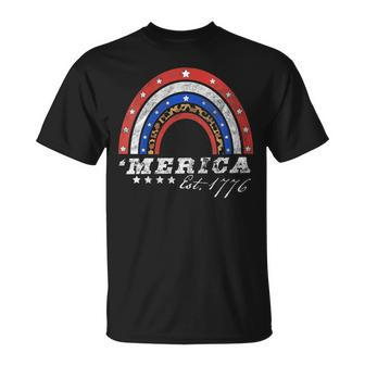 American Rainbow Flag 4Th Of July Leopard Patriotic Unisex T-Shirt | Mazezy