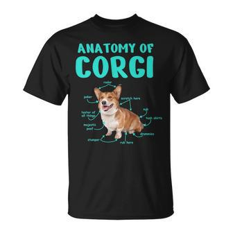 Anatomy Of A Corgi Gifts For Dog Lovers Funny Dog Owner Unisex T-Shirt | Mazezy UK