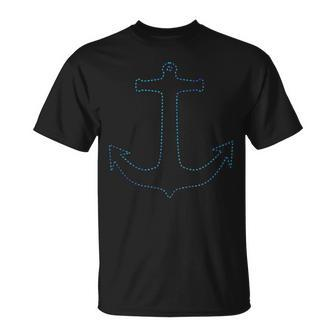 Anchor Outline Blue Teal Ocean Lover Gift Unisex T-Shirt | Mazezy