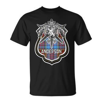 Anderson Scottish Clan Family Tartan Lion Sword Name Anderson Funny Gifts Unisex T-Shirt | Mazezy