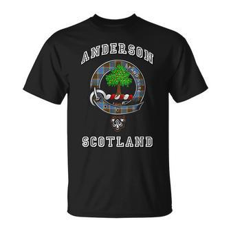 Anderson Tartan Clan Badge Athletic Style Anderson Funny Gifts Unisex T-Shirt | Mazezy