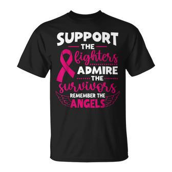 Angel Wing Pink Support The Fighters Breast Cancer Awareness T-Shirt
