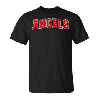 Angels California Souvenir Trip College Style Red Text T-Shirt - Seseable