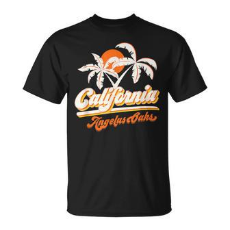 Angelus Oaks California 70S Retro Sun Palm Trees Souvenir T-Shirt | Mazezy