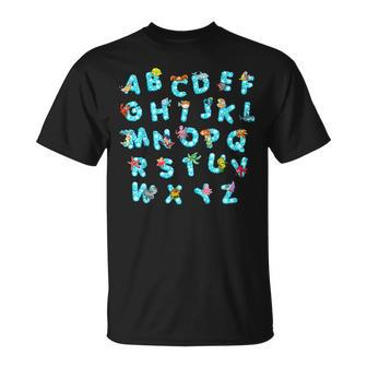 Animals Alphabet Back To School Cute First Day Of School T-Shirt - Seseable